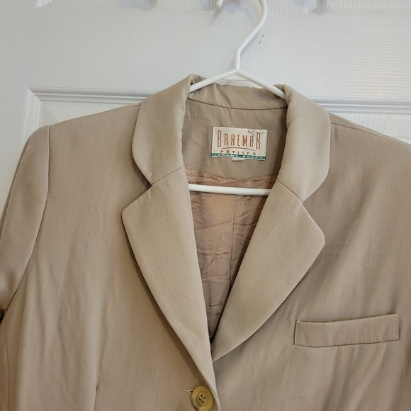 Vintage 80s 90s Braemar Petites beige wool blazer jacket 4 Petite - Picture 3 of 11